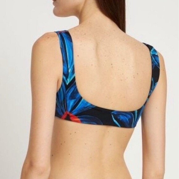 LOUISA BALLOU Scoop Bikini Top In Blue Multi Sz Small New - Picture 2 of 6